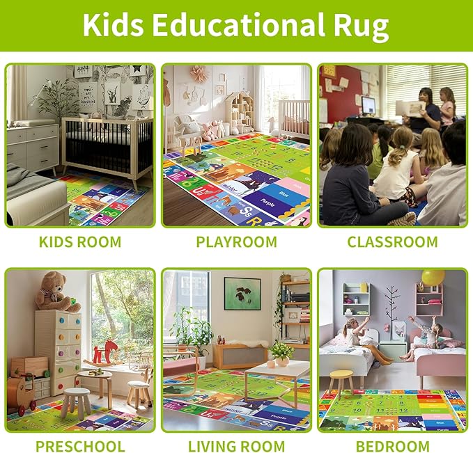 ABC Rug for Kids Playroom,Toddler Alphabet Mats Washable for Baby Area,Classroom,Play Room,Floor,Nursery(3×5FT)