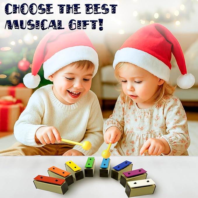 MINIARTIS Glockenspiel Xylophone | Educational Music Toys for Toddlers | 8 Notes Colorful Resonator Bells for Kids with 15 Songbook & Green Case | Great Birthday Gift for Children