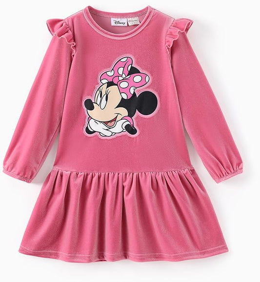 Disney Stitch Minnie Elsa Princess Sweatshirt Dress Toddler Girl Sequin Long Sleeve Pullover Clothes Fall Outfit 2-9 Years