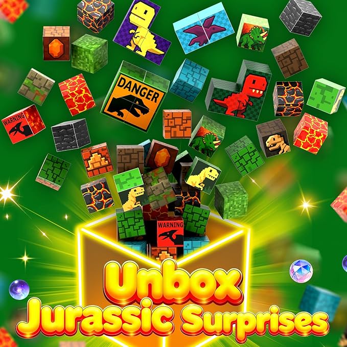 100 PCS Magnetic Blocks for Kids Ages 3 4 5 6 7 8 9 10, STEM Sensory Building Toys, Dinosaur Magnetic Toys, Christmas Birthday Gifts for Toddlers Boys & Girls