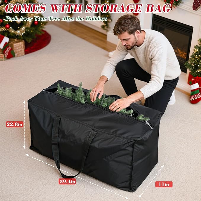 6ft Christmas Tree Prelit w/ 2085 PE & PVC Mixed 'Feel Real' Branch Tips, 400 Warm LED Lights, Hinged Spruce Artificial Xmas Tree with Metal Stand & Bag for Home, Office, Party Décor