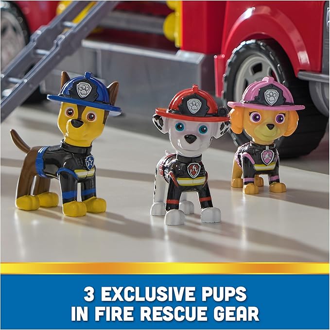 PAW Patrol Ultimate Rescue Fire Truck with 2 Ft. Ladder, Lights, Sounds, a Mini Toy Car, Chase, Marshall & Skye Figures, Toys for Boys & Girls Ages 3+