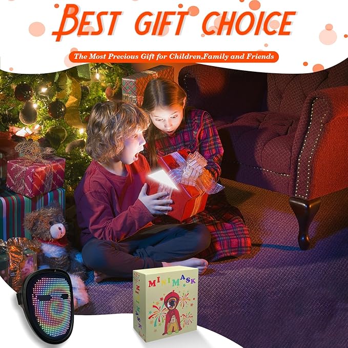 Led Mask with Gesture Sensing,Light up mask for Kids/Men/Women LED Halloween Mask for Costume Cosplay Party