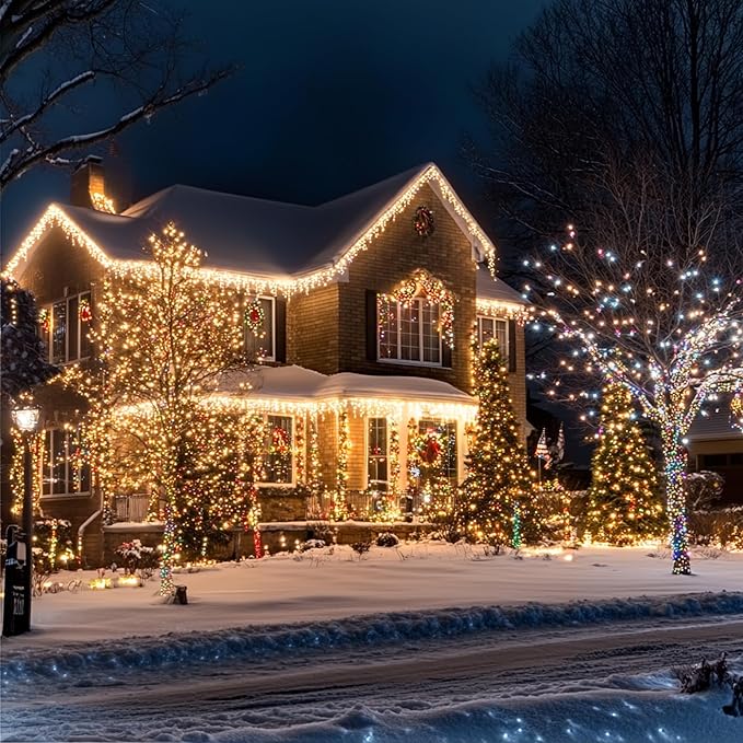 Dazzle Bright Warm White Christmas Mini String Lights, 2 Pack Total 60FT 300 Incandescent White Wire Fairy Lights, Waterproof Christmas Decorations for Indoor Outdoor Party Garden Yard Decor