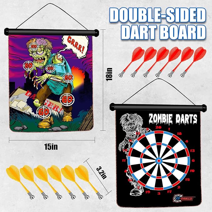 Magnetic Dart Board for Kids, Double-Sided Dart Board with 12 Magnetic Darts, Indoor/Outdoor Fun Party Game Toy, Birthday Gift for Ages 3 4 5 6 7 8 9 10 11 12 Year Old Boy Girl