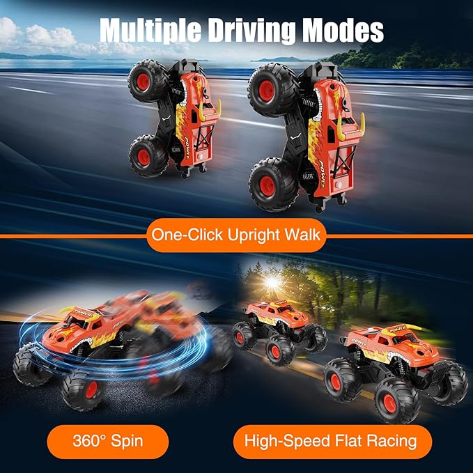 Waterproof RC Cars - 1:16 Monster Remote Control Truck, Christmas Birthday Gifts for Boys 8-12, 4WD All Terrain Off-Road RC Truck, Amphibious Pickup Toys for 8 9 10 11 12 Year Old, Orange