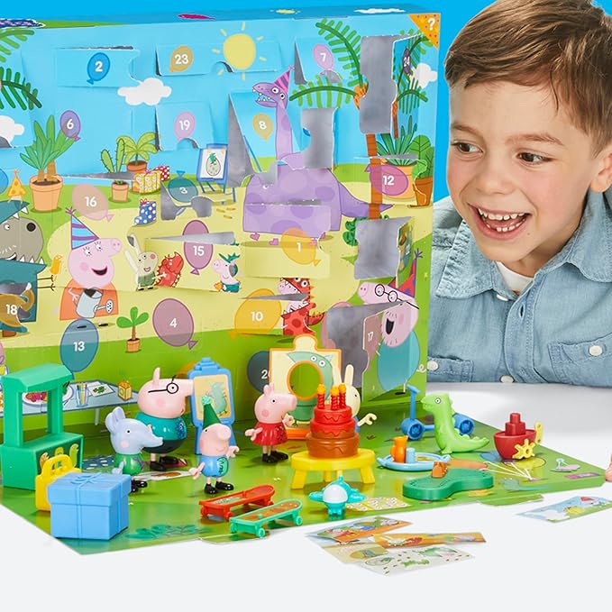 PEPPA PIG George's Party Advent Calendar with 24 Surprise Toys and Stickers Including 5 Figures, Preschool Toys for Girls and Boys 3 and Up (Amazon Exclusive)