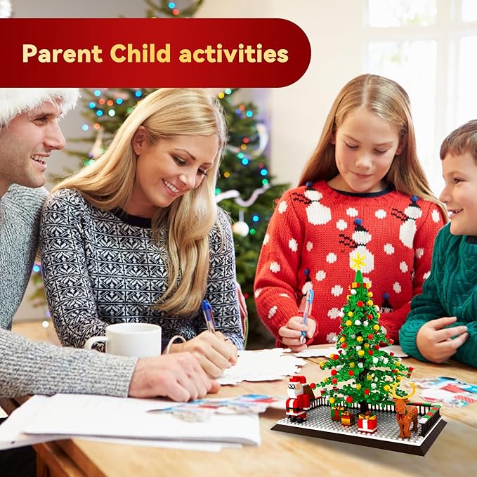 Eelexa Christmas Tree Building Block: Festive Figures Building Set with Santa Claus, 586 PCS for 6+ Ages Kids, Boys, Girls, Adult