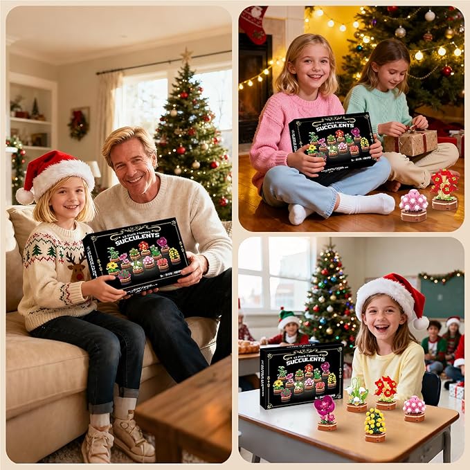 12 Pack Flower Succulent Building Block Set, 1001 Pcs DIY Creative Flowers Model Kit for Adults and Teens, Artistic Floral Home Decor, Perfect Christmas Birthday Gift for Loved Ones