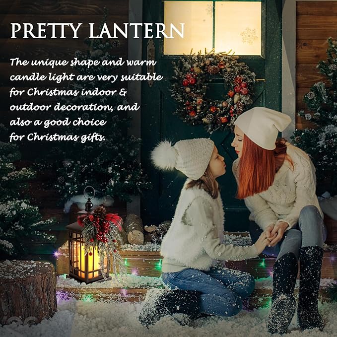 Christmas Decorations Outdoor Hanging Lanterns Holiday Decorative Lantern LED Candle Lantern Decorative Indoor & Outdoor, Christmas Decorations for Patio Front Porch Table Decor,Christmas Gifts