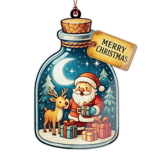 Santa Ornament – Christmas Decor | Santa Claus Ornament + Holiday Keepsake – Gift for Kids and Family – Christmas Ornament 2025 – Suncatcher Effect Window Hanging – SantaCRM5 535