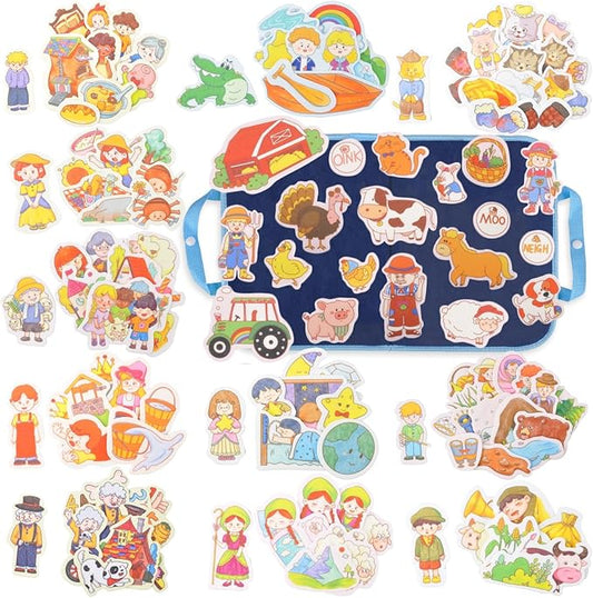 CHEFAN 12 Pack Felt Storyboard Pieces for Toddler, Flannel Board Stories for Preschool Activities, Old McDonald Had a Farm and 11 Other Stories.