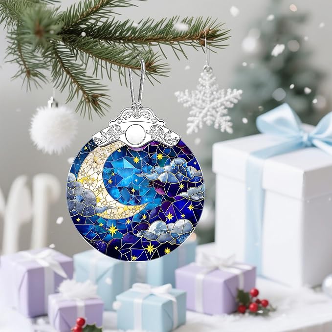 Night Sky Christmas Ornaments: Christmas Tree Ornaments, Holiday Decor for Star and Moon Lover, Stocking Stuffers, Gift Ideas, Xmas Gifts & Gifts for Art Lover