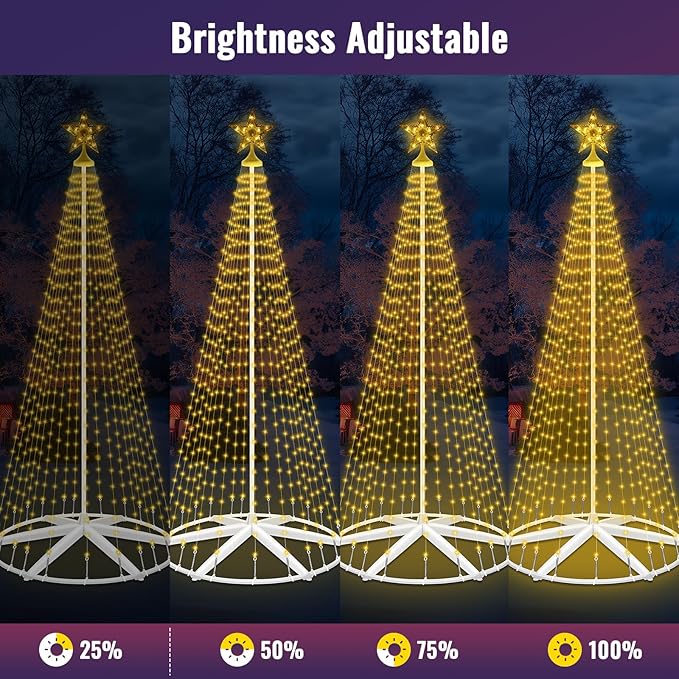 9.5FT Lighted Outdoor Christmas Tree Smart App Control, RGB Chirstmas Cone Tree Lights Music Sync, DIY Prelit Christmas Tree Lightshow, Magical Xmas String Lights Timer Remote for Indoor Outdoor Decor