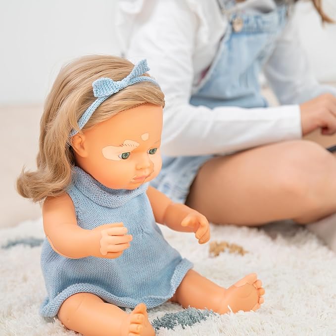 Miniland Doll 15'' Caucasian Girl with Vitiligo (Polybag) - Made in Spain, Anatomically Correct, Inclusion, Quality Toy