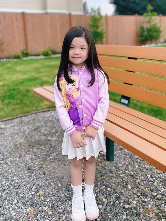 Disney Minnie Mickey Stitch Princess Frozen Elsa Marvel Jacket Lightweight Coat Button up Color Block Sweatshirt 2-14 Years