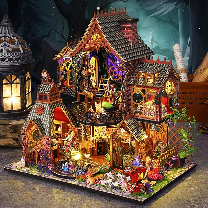 DIY Miniature Wooden Dollhouse Kit, DIY Miniature House Kit for Adults and Teens, DIY Mini Dollhouse Kit (Magic Spirit)