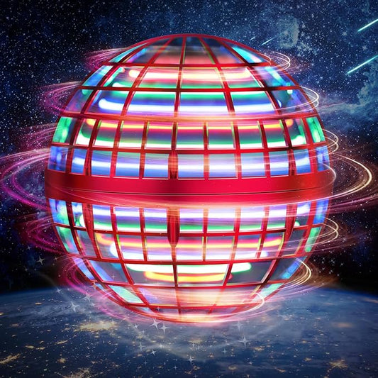 LEMATRIX Flying Orb Ball Toy, Hover Ball Boomerang Fly Fidget Spinner, Cool Toys Gifts for 6 7 8 9 10 11 12+ Years Old boy Girls Teens, Hand Mini Drone Cosmic Globe, Indoor Outdoor Toys(Red)