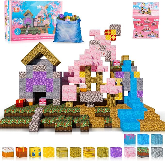 Magnetic Blocks-80pcs Mine Magnet 3D Craft World Set,Magnetic Blocks Le Building go Toys for Kids,STEM Sensory Toys for Toddlers Birthday Gifts,Constructions Toys for Boys & Girls Age 3+