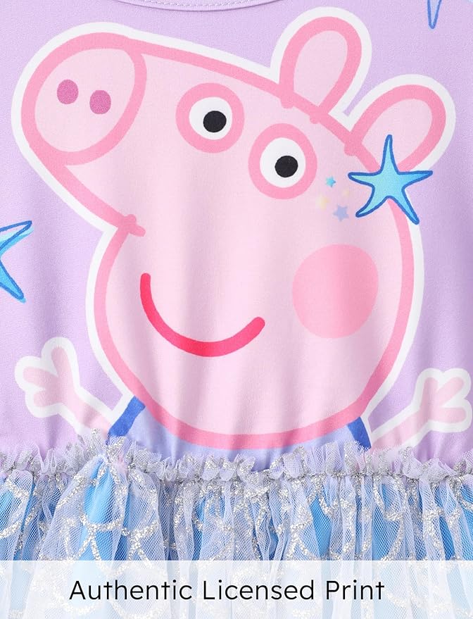 Peppa Pig Toddler Girls Dress for Fall Long Sleeve Tutu Dresses for Birthday Party Tulle Princess Dress Little Girl Size 2-6T