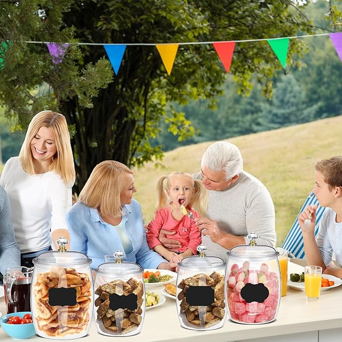 4 Pcs 64 oz 90 oz Candy and Cookie Jar with Lids 4 Spoons Plastic Jars Decorative Apothecary Jars Candy Buffet Containers Clear Can Airtight Food Storage Canister for Home Decoration Supplies