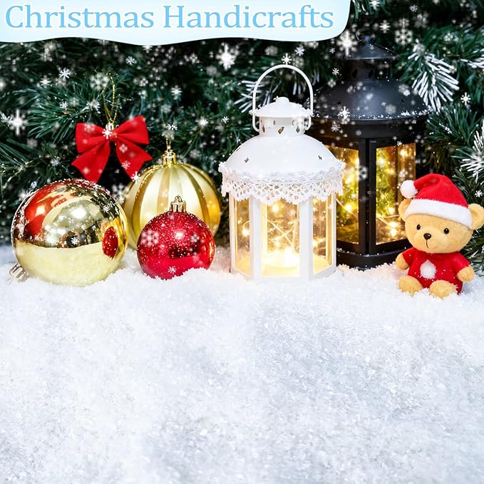 TURNMEON 35 Ounces Fake Artificial Snow Powder Christmas Tree Decorations, Sparkling Dry Plastic Faux Snowflakes for Christmas Decorations Home, Village Displays Holiday Winter Crafts