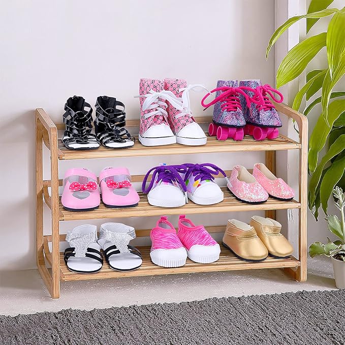 Ecore Fun 18 Inch Girl Doll Accessories - 9 Pairs of Shoes & 4 Pairs of Colorful Socks