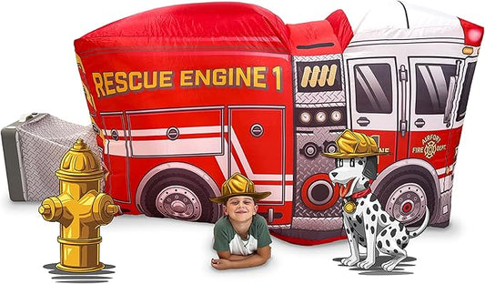 The Original Patented AirFort - Build A Fort in 30 Seconds, Inflatable Fort for Kids, Play Tent for 3-12 Years, A Playhouse Where Imagination Runs Wild, Fan not Included (Firetruck)