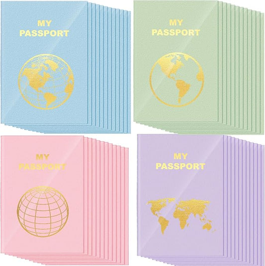 Lincia 48 Pcs Blank Passport Notebook Fake Passport Book Travel Journal Book Bulk Coloring Kids Travel Airplane Activity Classroom Decor School Projects(Macaron Color)