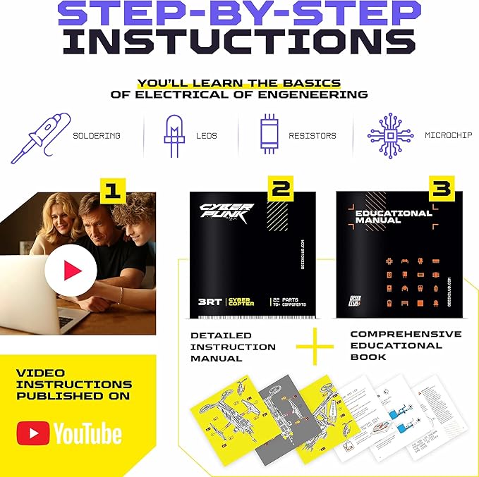 Robot Building Kit - W4 Scout Recon - DIY STEM Science Toys for Kids - Educational Robotics Kit - Printed Circuit Board Set - Build Your Own Robotic Spaceship Kits - Engineering Toy Gift