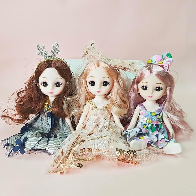 6 Pcs 6 Inch Princess Girl Mini Dolls, Small Princess Dolls, Little Girl Miniature Dolls for 3+ Year Old Girls