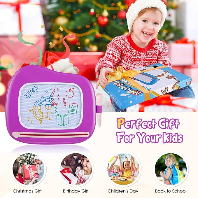 Smasiagon Toddler Toys Age 1-2 Year Old Boys Girls, Magnetic Drawing Doodle Board Valentines Day Gifts for Kids Educational Learning Toys for 1 2 3 Year Old Boys Girls Birthday Gifts (Purple)