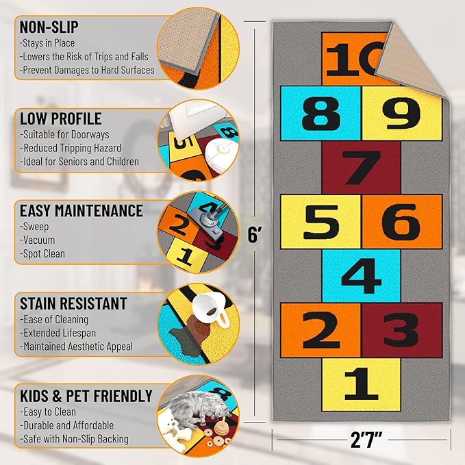 Ottomanson Children's Collection Garden Rug, 2'7" x 6' (Runner), Gray/Multi