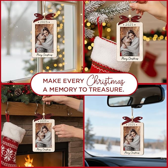 2025 Christmas Ornament Picture Frame - Couple Photo Frame Ornaments - Picture Frame Ornament For Tree - Merry Christmas Ornaments With Picture Insert - Christmas Gift For Newlywed, Engagement