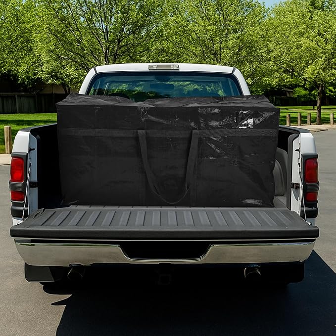 Windyun 4 Pack 69 Gallon Extra Large Storage Bags XXL Moving Bags with Zipper Handles Heavy Duty Jumbo Big Totes Box for Halloween Skeleton 4-12 Feet Christmas Tree Storage College Dorm Cloth (Black)