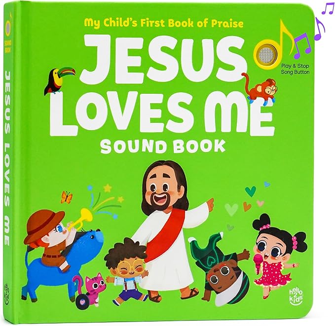 Jesus Loves Me Christian Sound Books for Kids - 6 Bible Songs - Christening, Baptism Gifts for Boys and Girls - Religious Toys, Interactive Music Books for Toddlers - Baby Dedication