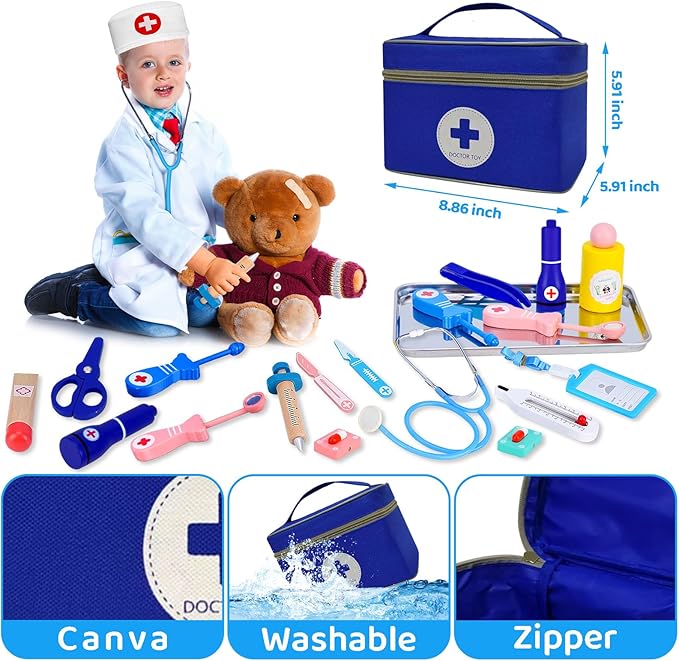 COSILY Doctor Kit for Kids, Doctor kit for Toddlers 3-5 , Pretend Playset for Toddlers with Medical Bag, Stethoscope and Other Accessories for Boys and Girls