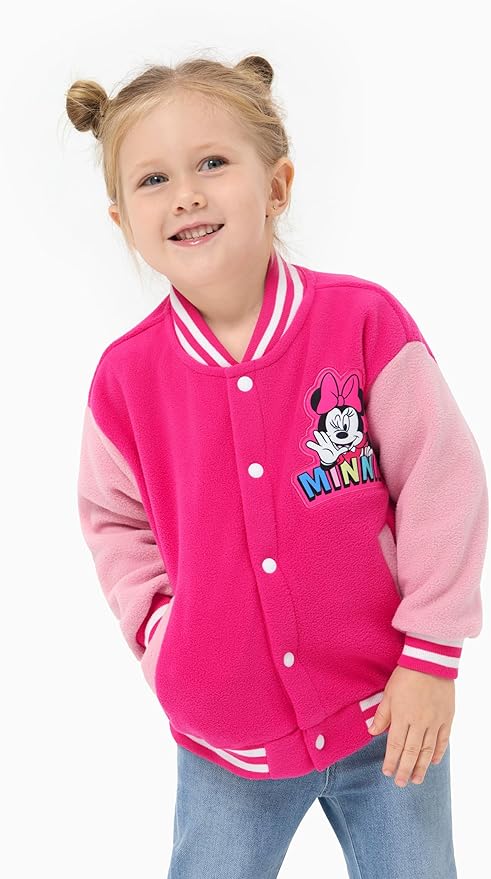 Disney Minnie Mickey Stitch Princess Frozen Elsa Marvel Jacket Lightweight Coat Button up Color Block Sweatshirt 2-14 Years