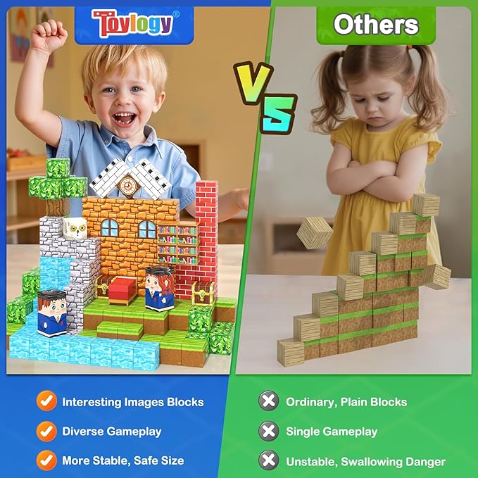 150PCS Magnetic Blocks - Magnetic Building Blocks STEM Toy, Build Mine Magnet World Craft Cubes for Kids, Magnet Blocks Montessori Sensory Toys for Toddlers, Kids Age 3-5 6-8 8-12 Boys Girls