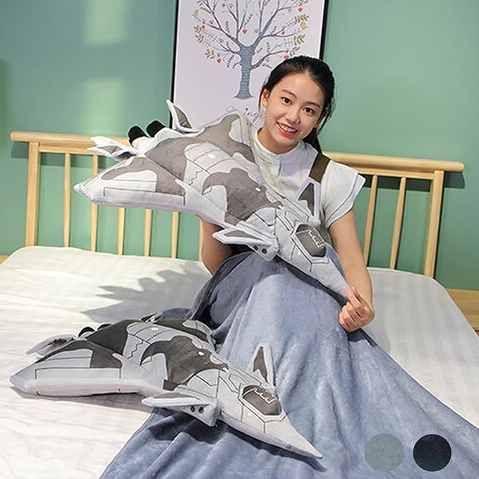 29 inch Airplane Model Plush with Blanket Warplane Stuffed Animal Toy Space Shuttle Airplane Plush Toy Airplane Decoration Warplane Sofa