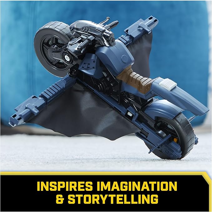 DC Comics, Batman Adventures, Batman Batcycle, Transforming 2-in-1 Batcycle & Batglider, Figure Compatible, Super Hero Kids Toy for Boys and Girls 4+