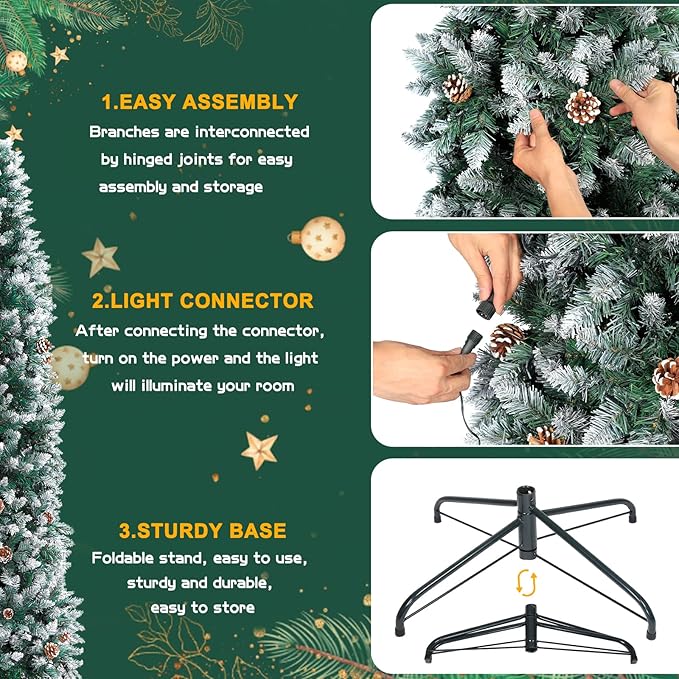 Prelit Pencil Christmas Tree with Lights, Skinny Artificial Christmas Tree, Indoor Fake Xmas Tree Holiday Decor (Warm White Lights, 6FT)