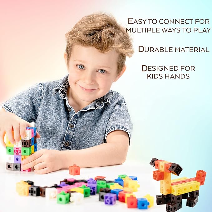 100 Piece Linking Cubes Set, Counting Blocks, STEM, Connecting Blocks, Math Manipulatives, Educational Toys for 5 Year Old