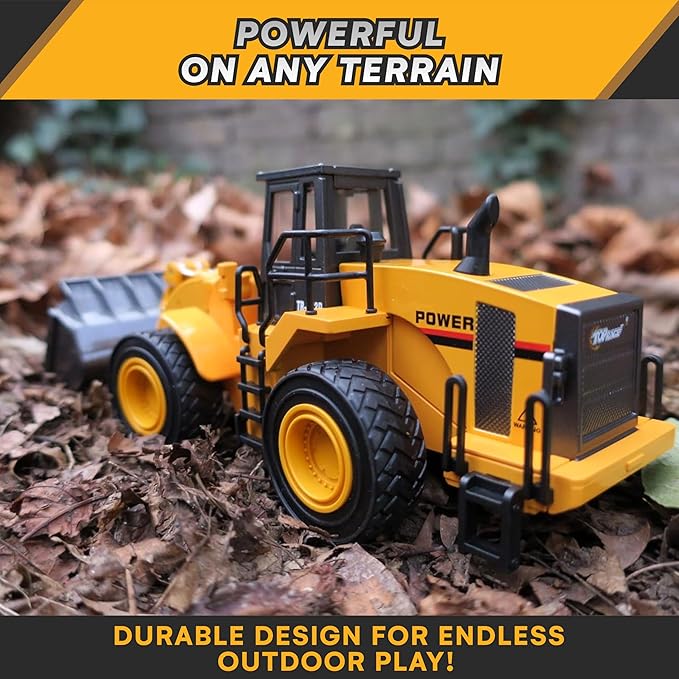 Top Race Diecast Heavy Metal Construction Toys Front Loader Excavator Toy for Kids - 1:40 Scale Model with Realistic Design - Durable Metal Build for Sand, Park, or Indoor Play