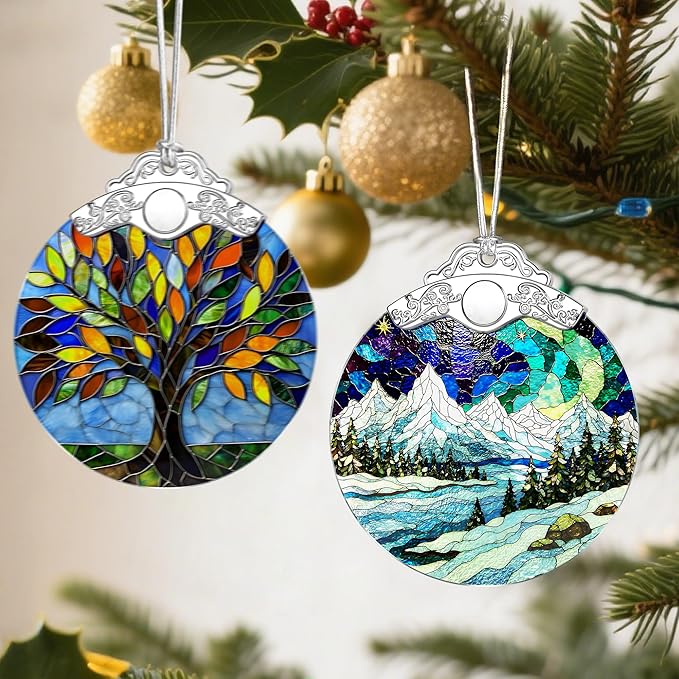 Mountain Landscape Christmas Ornaments: Christmas Tree Ornaments, Holiday Decor for Mountaineer, Stocking Stuffers, Gift Ideas, Xmas Gifts & Gifts for Nature Lover