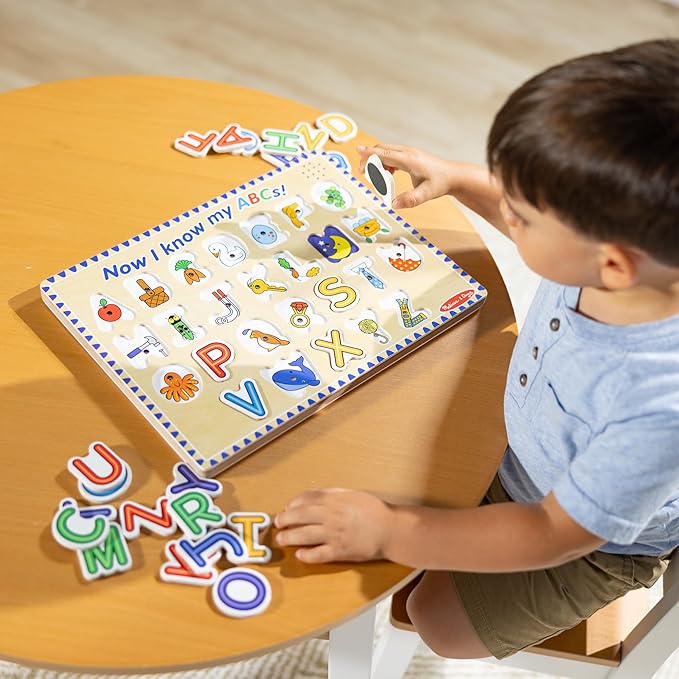Melissa & Doug Wooden Alphabet Sound Puzzle - Wooden Puzzle with Sound Effects (26 pcs) - FSC Certified