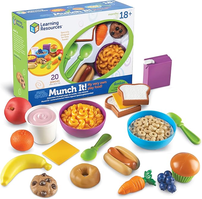 Learning Resources New Sprouts Munch It! Pretend Play Food, Develops Imaginative Play, Play Food for Toddlers, Picnic Play Food, 20 Pieces, Ages 18 Months +
