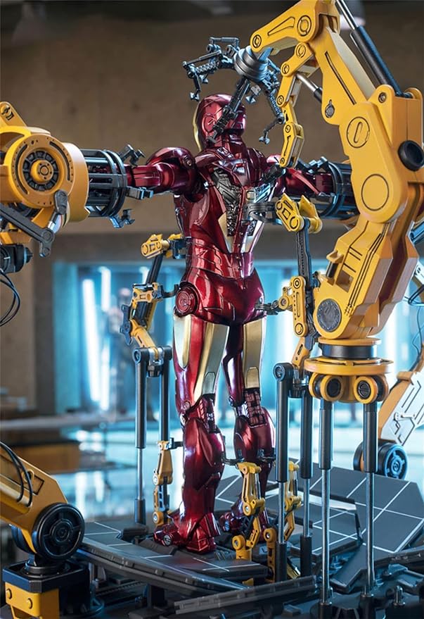 MK4Ironman(1/10 Scale) Suit up Gantry with Lots of Accessories,7 inch Exquisite Painting Collectible Action Figure,Light with Platform
