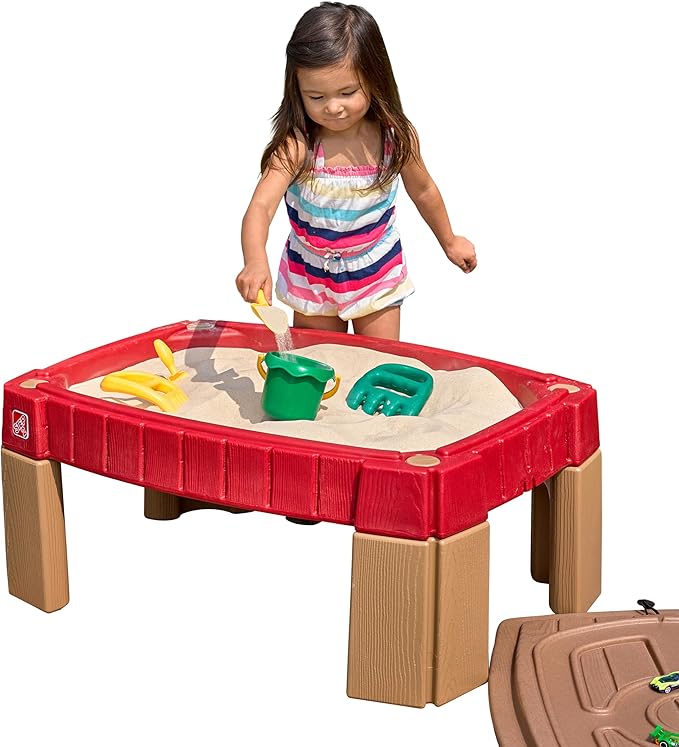 Step2 Naturally Playful Sand Table, Kids Sand Activity Sensory Table, 5 Piece Accessory Kit, Toddler Summer Outdoor Toys, 2+ Years Old