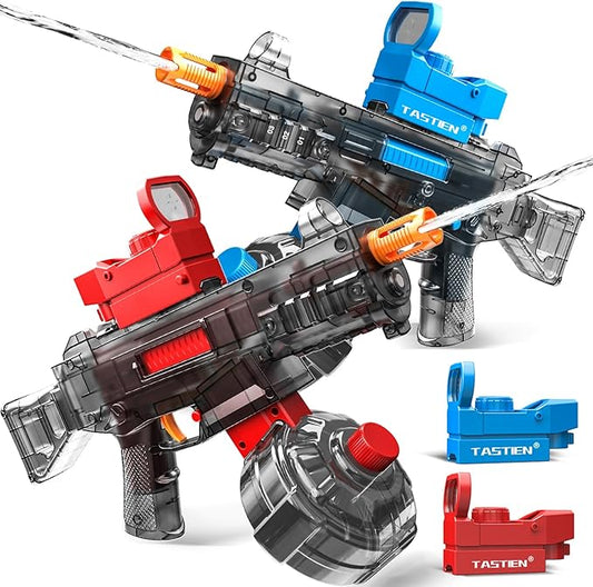 2 Pack Electric Water Gun, Automatic Squirt Guns up to 36 FT Range, Large Capacity 540 Super Water Blaster, Full Auto Water Gun for Summer Pool Party Games Water Fighting - Blue and Red